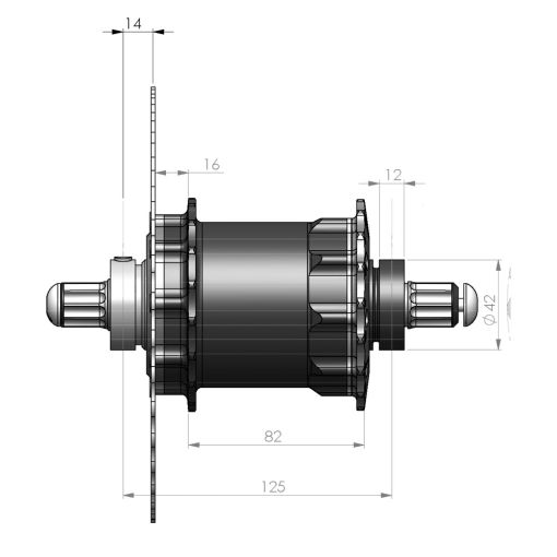 Schlumpf Geared Unicycle Hub -36 Hole - 125mm