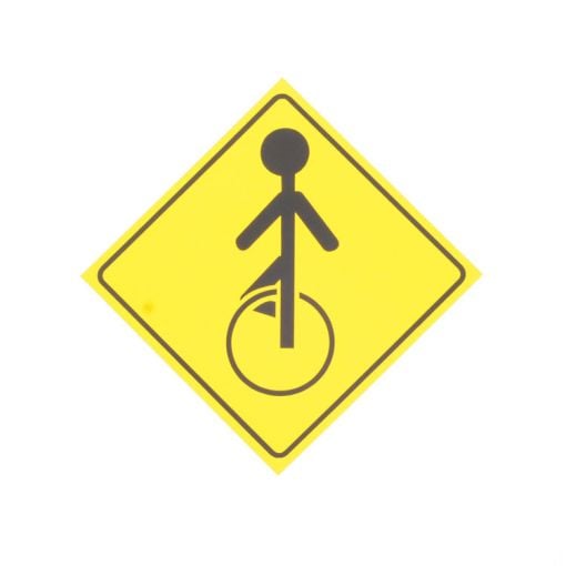 Yellow Unicycle Caution Sticker